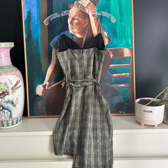 Fashion Nova Black and Tan Checkered Bodycon Dress Small - Picture 6 of 16